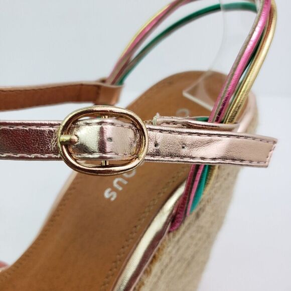 Glamorous Womens Size 6 Metallic Rainbow 5 In Wedge Heeled Sandals - Picture 10 of 11